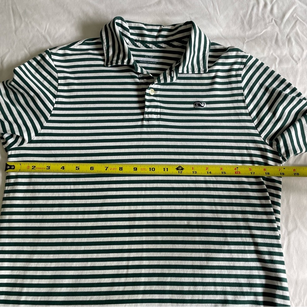3 for $30 | Vineyard Vines 100% Pima Cotton Green White Stripe Long Sleeve Polo - Picture 14 of 15
